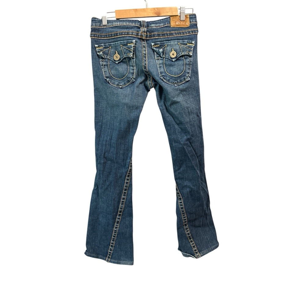 TRUE‎ RELIGION Joey TWISTED LEG SEAM FLARE Jeans Denim Women's 29 Blue EUC